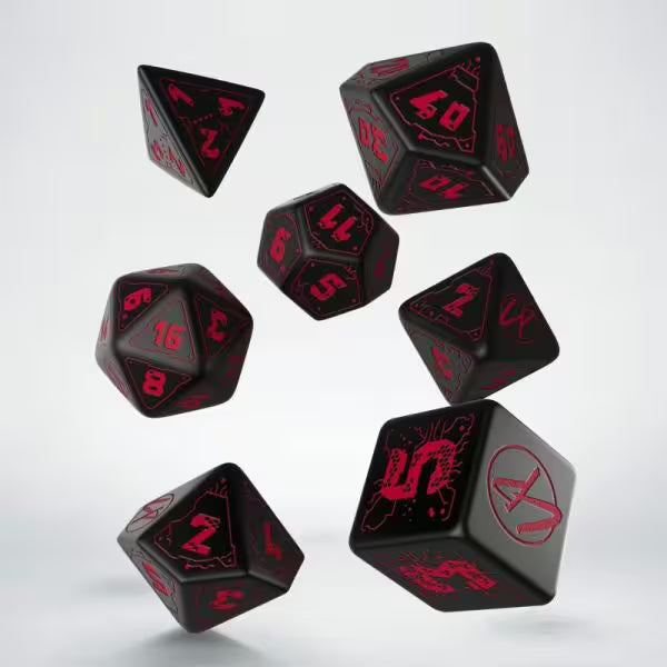 Q Workshop | Cyberpunk Red RPG Dice Set: Blood over Chrome