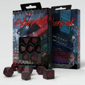 Q Workshop | Cyberpunk Red RPG Dice Set: Blood over Chrome
